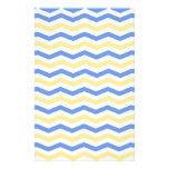 Modern, trendy, elegant blue and yellow chevron stationery