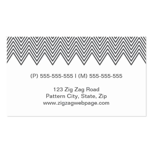 Modern trendy gray chevron zigzag pattern stylish business cards (back side)