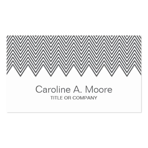 Modern trendy gray chevron zigzag pattern stylish business cards (front side)
