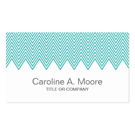 Modern trendy teal chevron zigzag pattern stylish business card templates (front side)