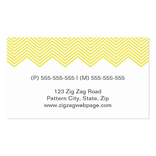 Modern trendy yellow chevron zigzag pattern business card templates (back side)