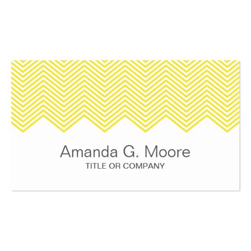 Modern trendy yellow chevron zigzag pattern business card templates (front side)