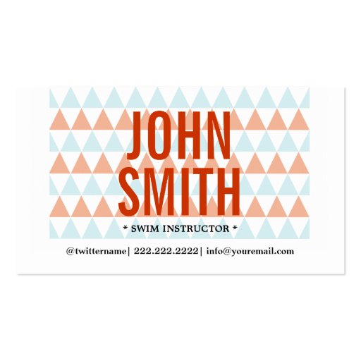 Modern Triangles Swim Instructor Business Card (front side)