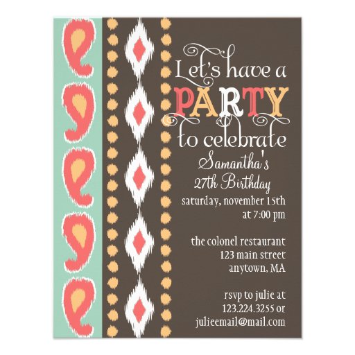 Modern Tribal Colorful Birthday Party Invites