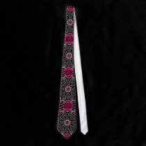 Modern Tribal Dream Star Pink & Black pattern Tie ties