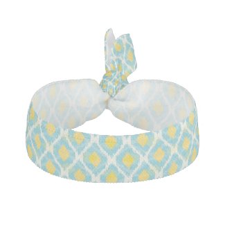 Modern tribal ikat blue yellow fashion elastic hair ties