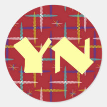 Modern Tribal Plaid monogram Round Stickers
