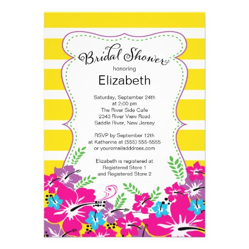Modern Tropical Hibiscus Flowers Bridal Shower Personalized Invitation
