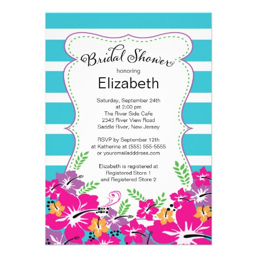Modern Tropical Hibiscus Flowers Bridal Shower Invite (front side)