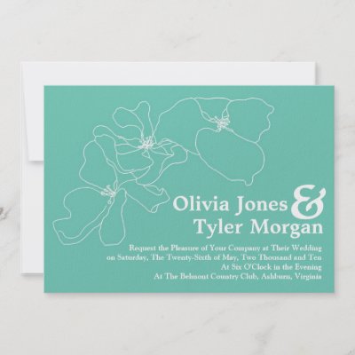 Modern Turquoise White Wedding Invitation by KaybethsPAPERS
