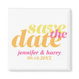 Modern type wedding save the date orange pink refrigerator magnets