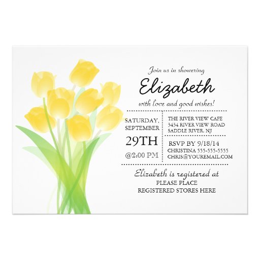 Modern Typographic Yellow Tulip Bridal Shower Cards