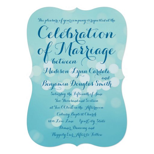 Modern Typography Aqua Blue Wedding Invitations