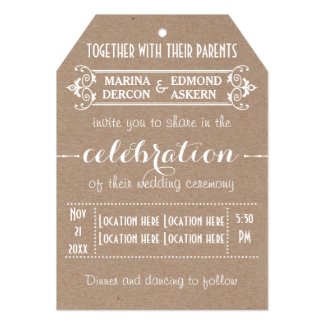 Modern typography kraft cardboard wedding 5x7 paper invitation card