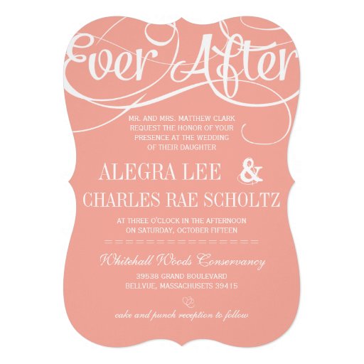 Modern Typography Peach Ever After Chalkboard Personalized Invitation
