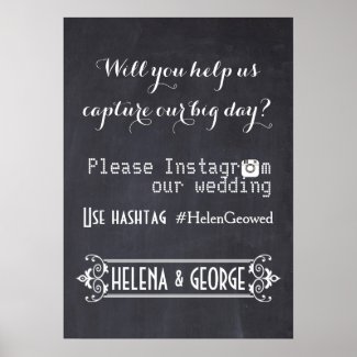 Modern typography with Instagram hashtag wedding
