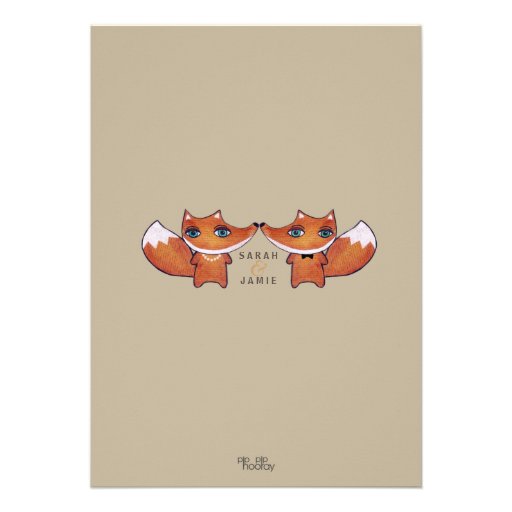 Modern Unique Foxes Wedding Couple Invite