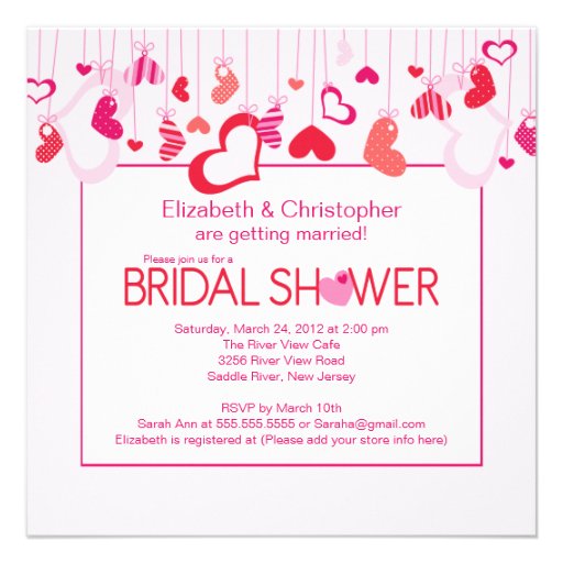 Modern Valentine Hearts Bridal Shower Invitation