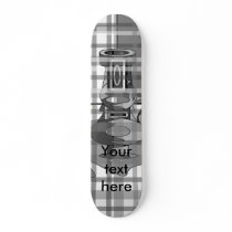 Modern vases in black gray and white plaid custom skateboard
