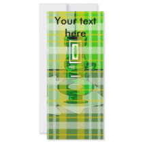 Modern vases in green yellow plaid personalized rack card