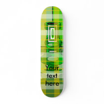 Modern vases in green yellow plaid skate board deck