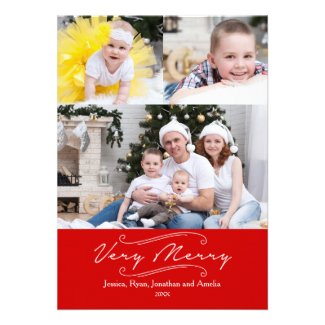 Modern Very Merry Multi Photo Holiday Card