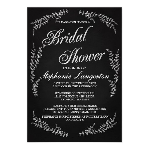 Modern Vintage Chalk Art Bridal Shower Invitation