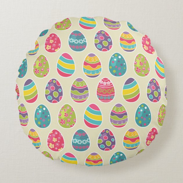 Modern Vintage Easter Eggs Decoration Pattern Round Pillow