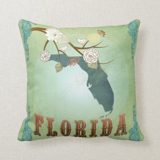 Modern Vintage Florida State Map ? Sage Green Throw Pillow Zazzle