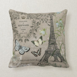 modern vintage French Eiffel Tower garden pillow