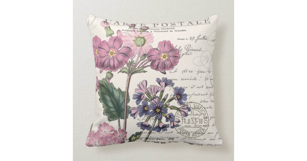 modern vintage french lavender floral throw pillow Zazzle