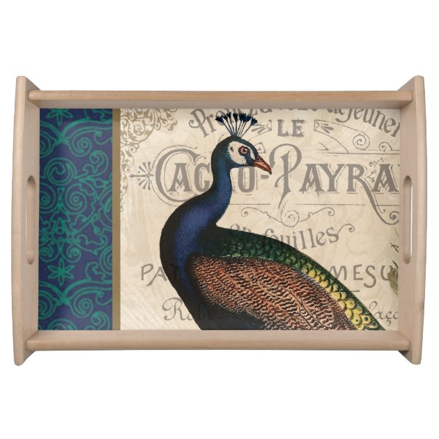 modern vintage french peacock service tray-0