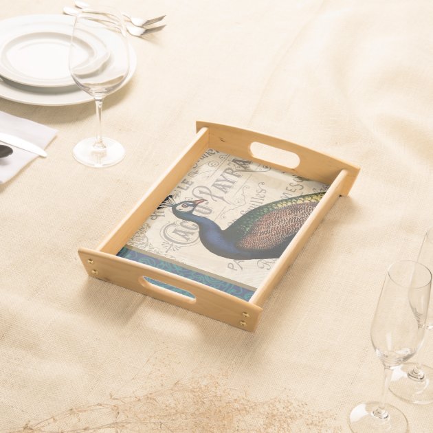 modern vintage french peacock service tray