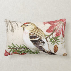 modern vintage french winter bird throw pillow