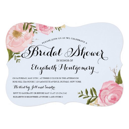 Modern Vintage Pink Floral Bridal Shower Personalized Invite