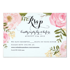 Modern Vintage Pink Floral Wedding Online RSVP 3.5x5 Paper Invitation Card