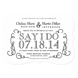 Modern Vintage Scroll Wedding Invitation Template