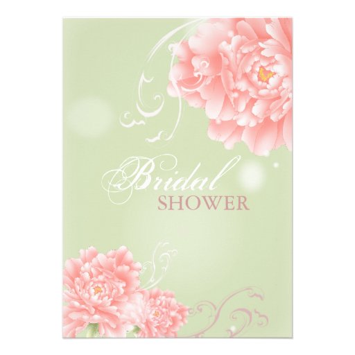 modern vintage spring Peony floral bridal shower Announcement