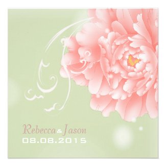 modern vintage spring Peony floral spring wedding Personalized Invite