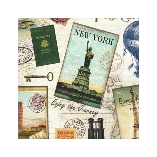 Vintage Travel Canvas Prints, Vintage Travel Wrapped Canvas Photo Print