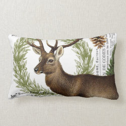 modern vintage woodland winter deer throw pillow