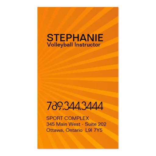 Modern Volleyball Business Cards (back side)