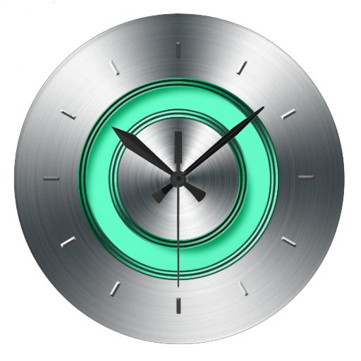Modern Wall Clock For Kitchen Faux Metal | Zazzle