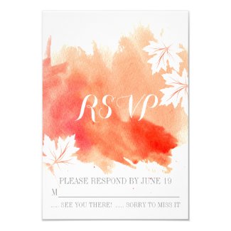 Modern watercolor coral peach wedding RSVP reply Custom Invites