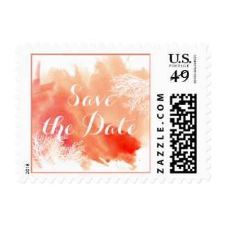Modern watercolor coral reef wedding Save the Date Stamps