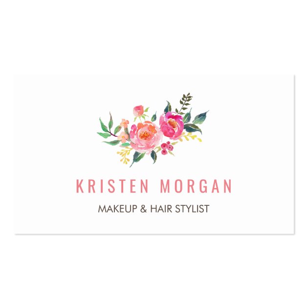 Modern Watercolor Floral Facebook Instagram Icon Business Card (front side)