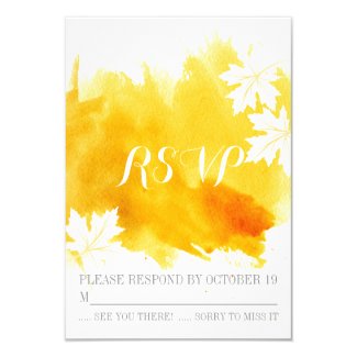 Modern watercolor yellow wedding RSVP reply Personalized Invitations