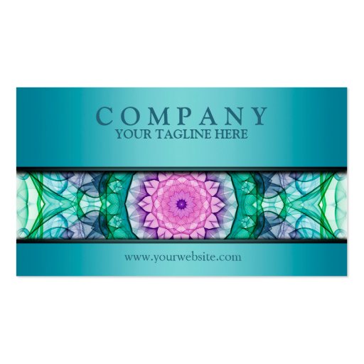 modern WaterLily mandala teal Business Card Templates (front side)
