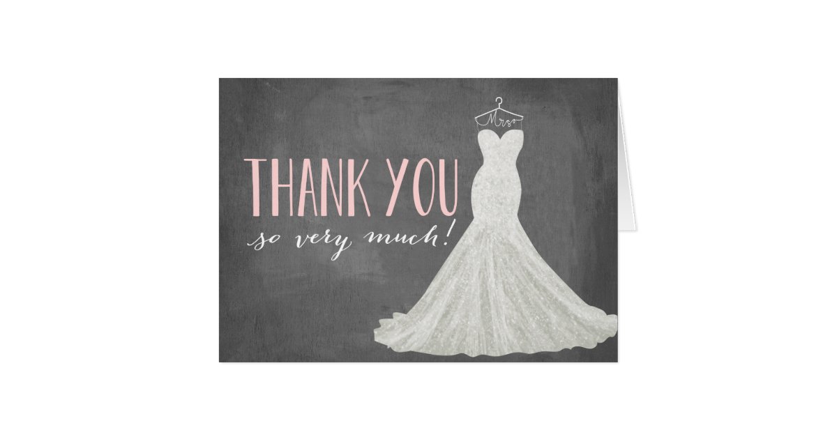 Modern Wedding Dress Thank You Card Zazzle