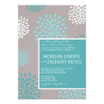 Modern Wedding Invitation :: Aqua Flowers